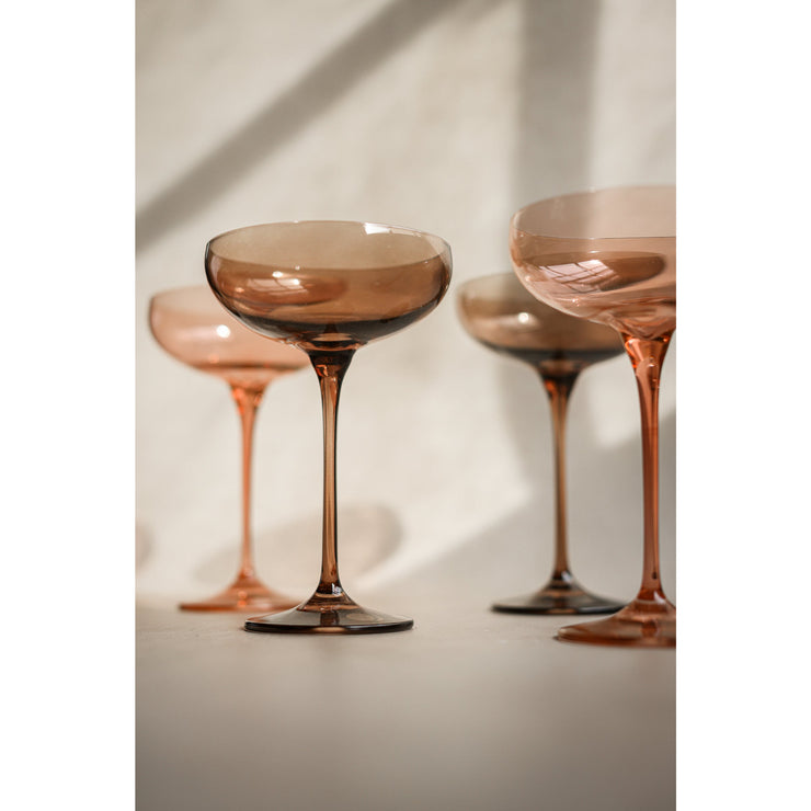 Estelle Colored Glass - Champagne Flutes - Set of 2 Amber Smoke