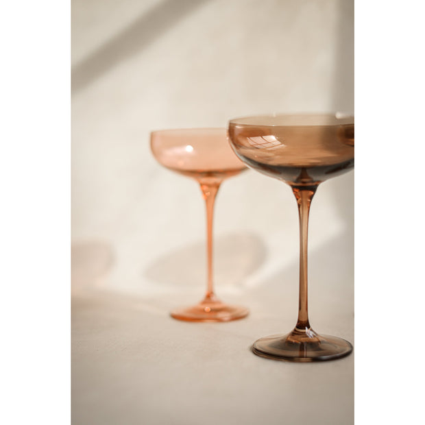 Estelle Colored Glass Champagne Coupe Stemware - Amber Smoke