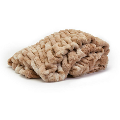 Marbled Faux Fur Throw in Shades of Brown