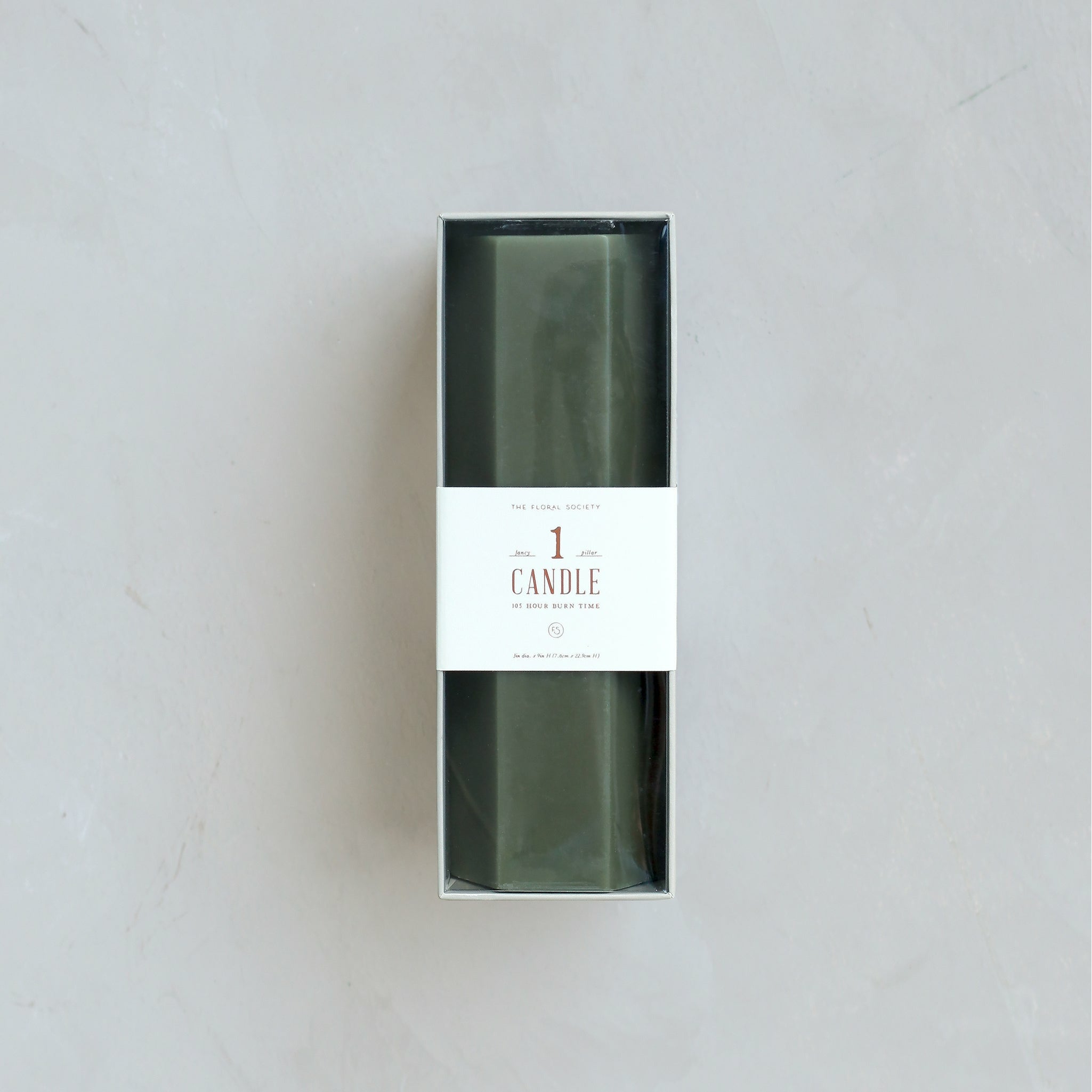 Joy Hexagon Pillar Candle- Moss