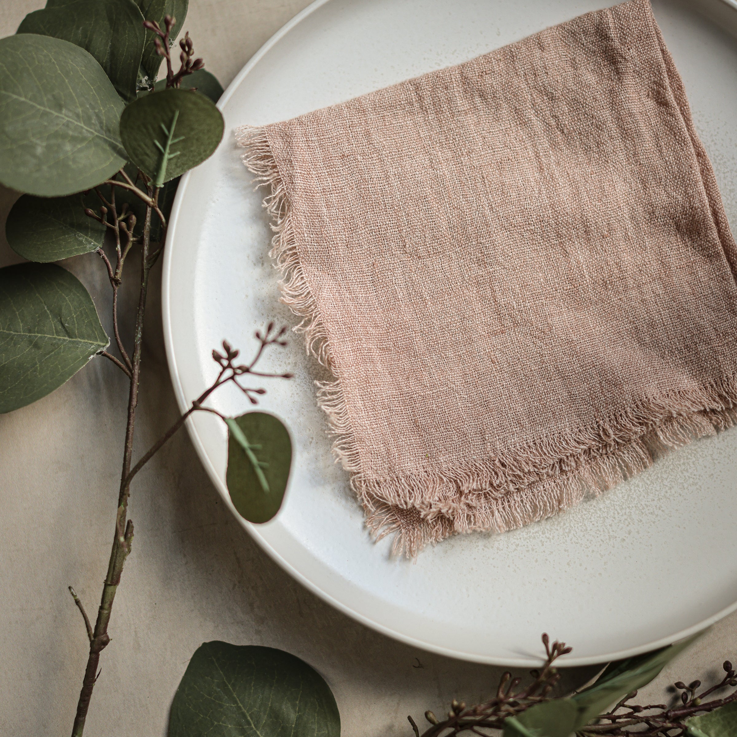 Linda Linen Cocktail Napkin - Blush