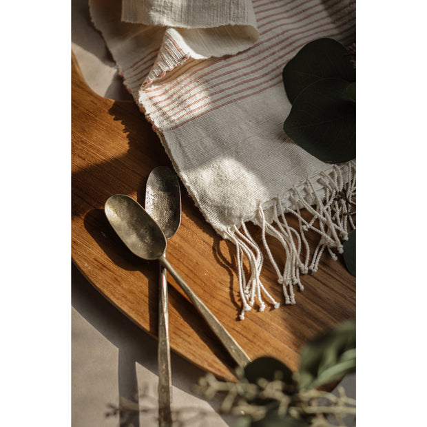 Riviera Striped Cotton Hand Towel - Natural with Blush
