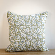 Marbella Moss Azure Linen Pillow - 20"x20"