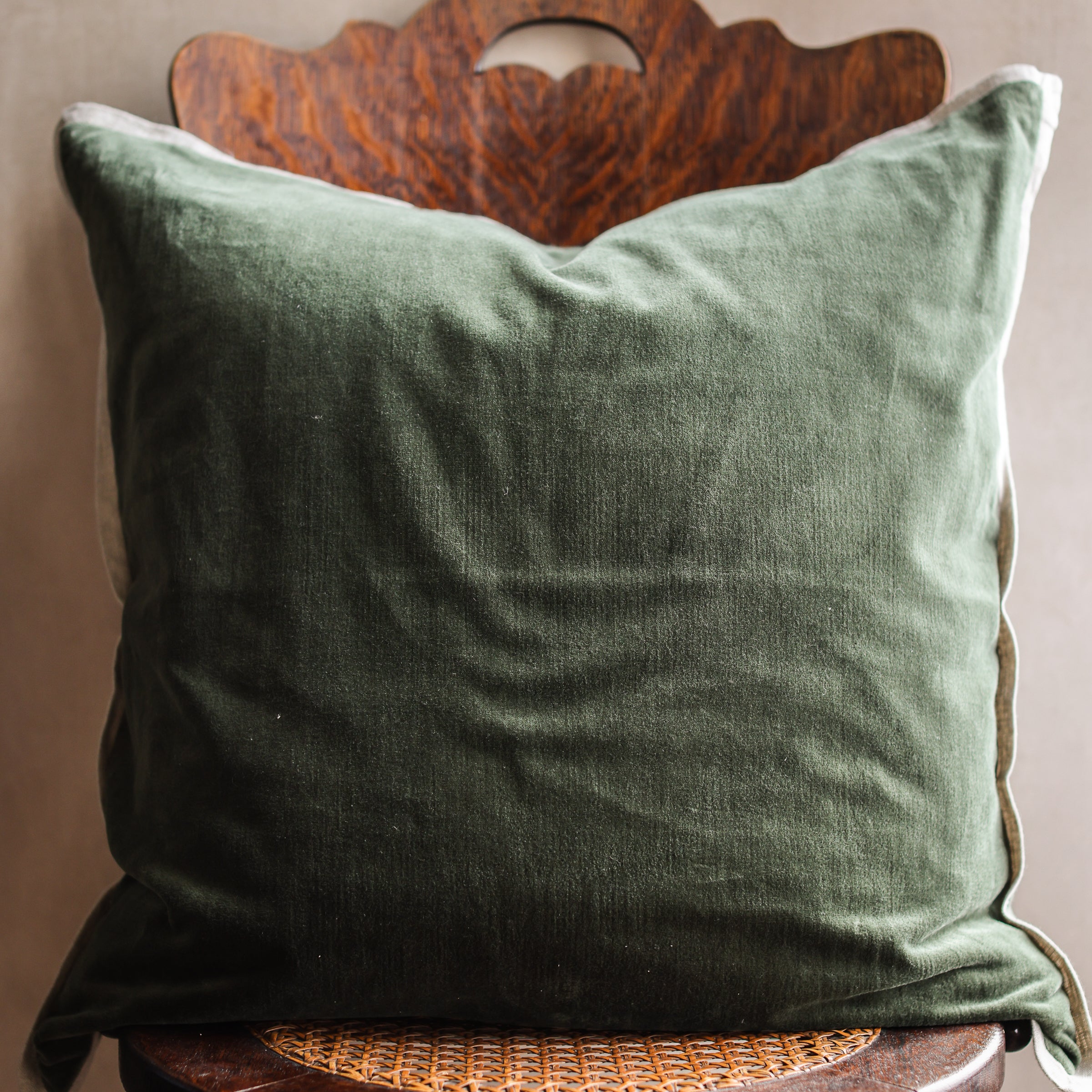 Gehry Velvet/Linen Sage Pillow - 22