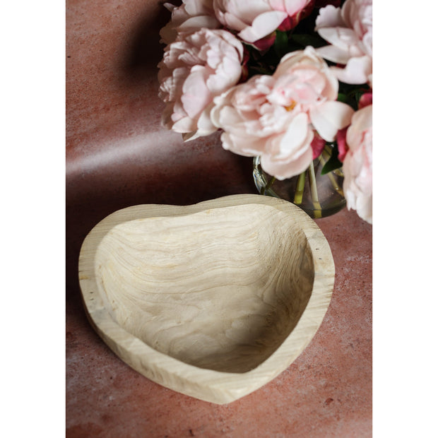 Deep Heart Shaped Wooden Bowl/ Tray